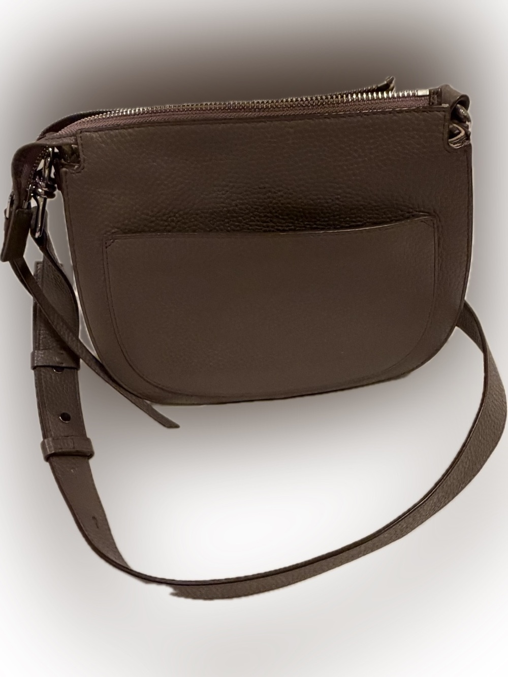 AllSaints Brown Pebbled Leather Crossbody with Front Pocket